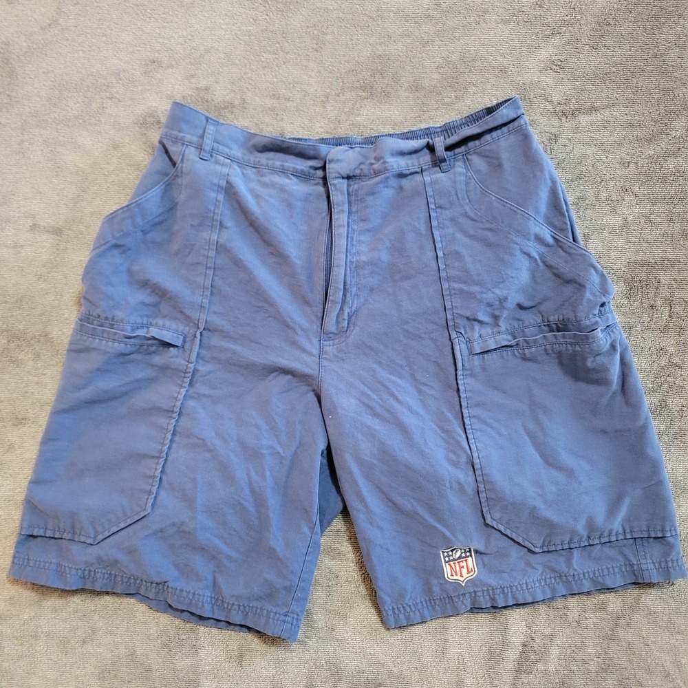 Vintage NFL ONFIELD Reebok Men's Blue Cargo Style Shorts Deep Pockets Large‎